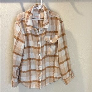 Cat & Jack Tan and Cream Checkered Shirt Jacket